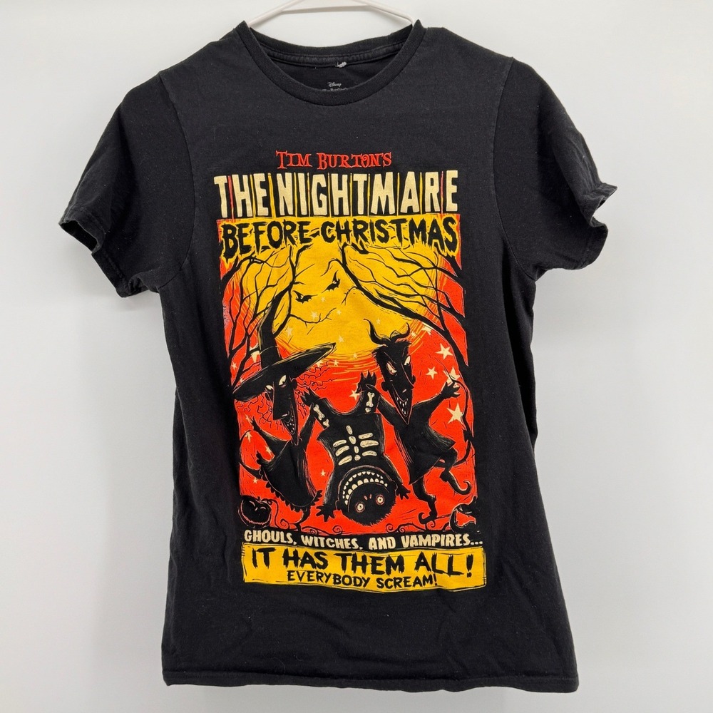 Disney Nightmare Before Christmas Lock Shock Barrel Graphic T-Shirt Black Small